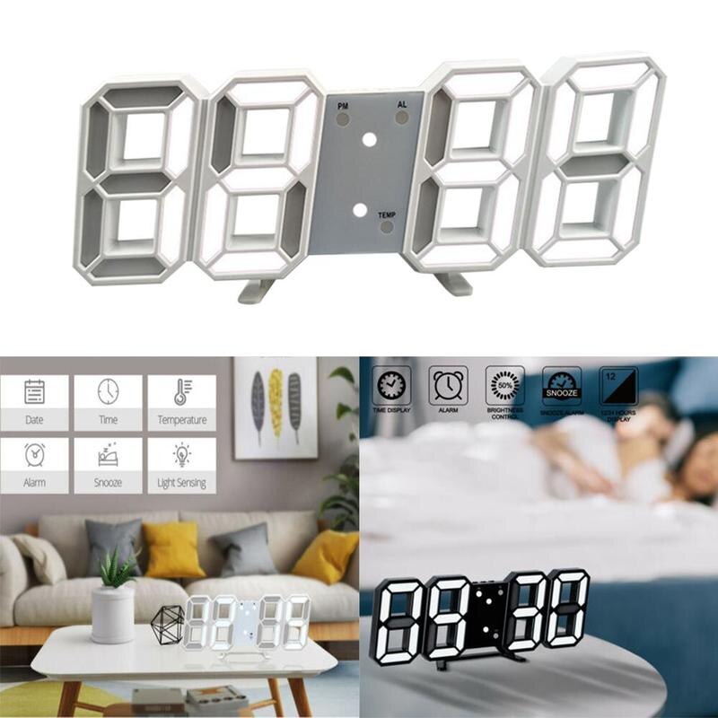 3d digital clock alarm clock digital wall clock LED electronic alarm 1999 clock large clock temperature clock F2M8