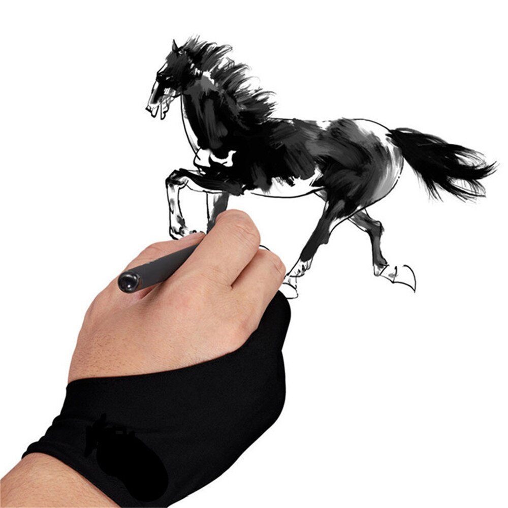 2 Fingers Anti-fouling Gloves for Sketch Oil Paintings Anti Touch Hand Drawing Digital Tablet Writing Glove for School