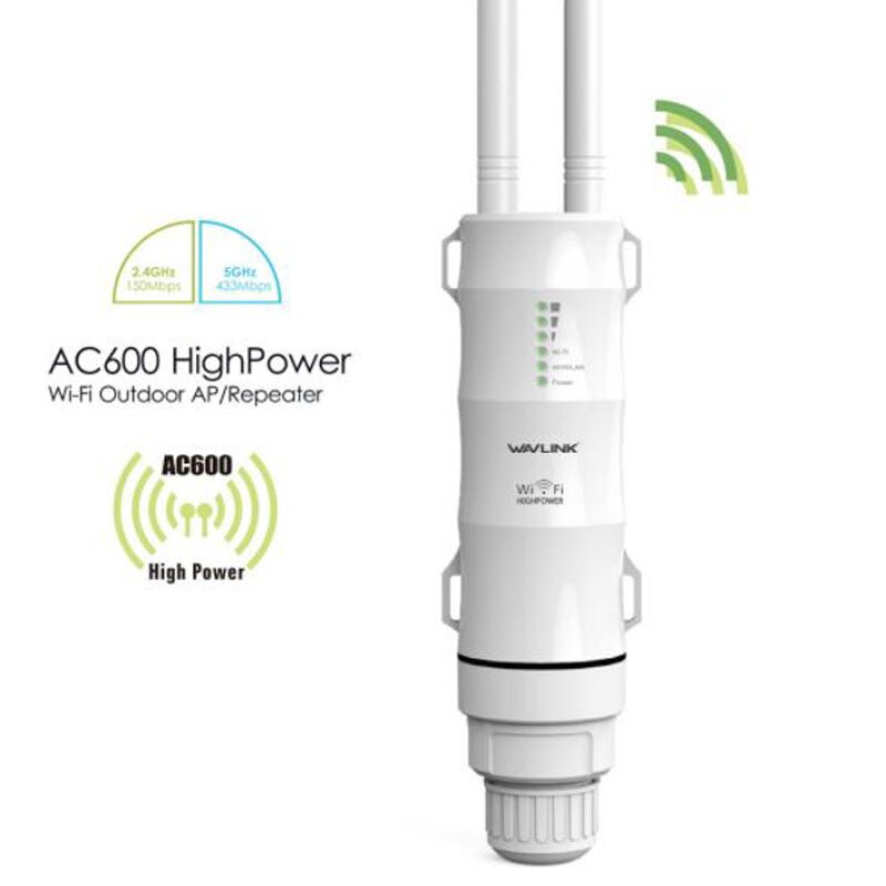 WAVLINK AC600 Wireless WIFI Repeater High Power Outdoor WIFI Router/Access Point/CPE Dual Dand 2.4G/5Ghz 12dBi Antenna POE