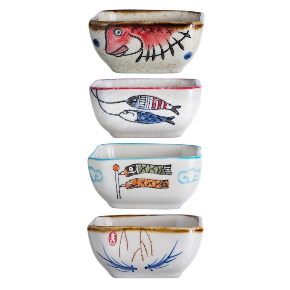 4 Stuks Keramische Plaat Kruiden Lade Saus Schotel Snack Desser Platen (Willekeurige Stijl)