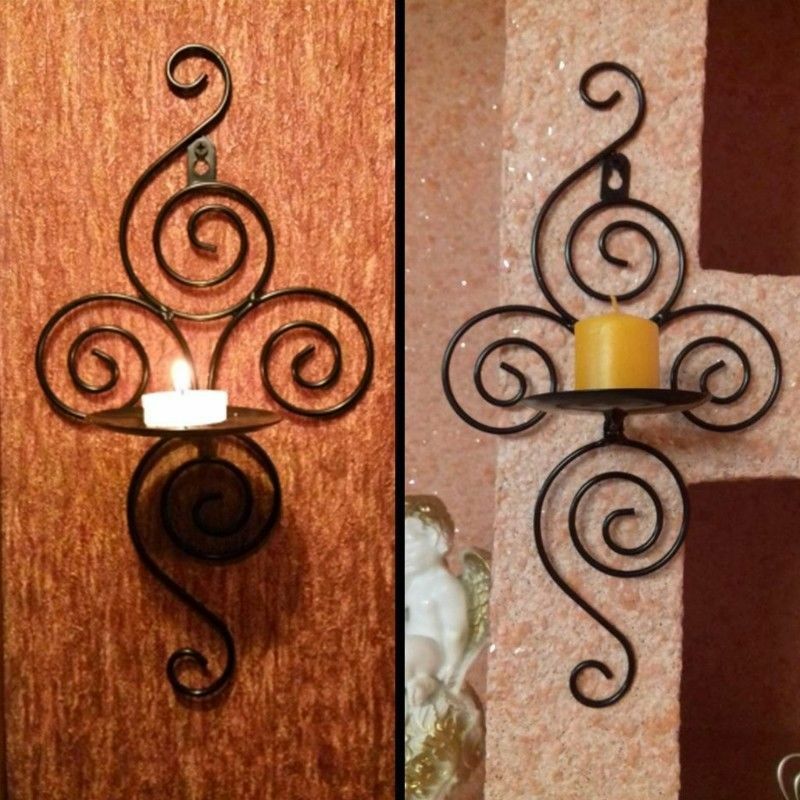 2 STUKS Ijzer Metalen Kandelaar Muur Kandelaar Ornament Blaker Theelichtje Bruiloft Home Decor