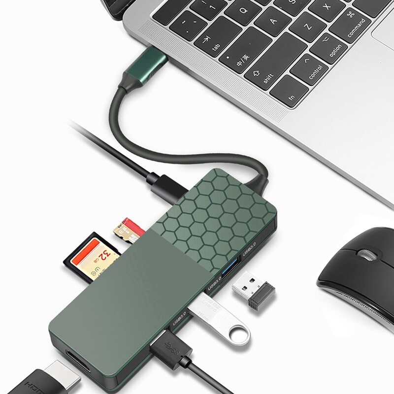 USB C Hub,USB C to Ethernet Adapter 6 in 1 with Ultrahigh Speed Ethernet,3 USB 3.0,SD TF Card Reader