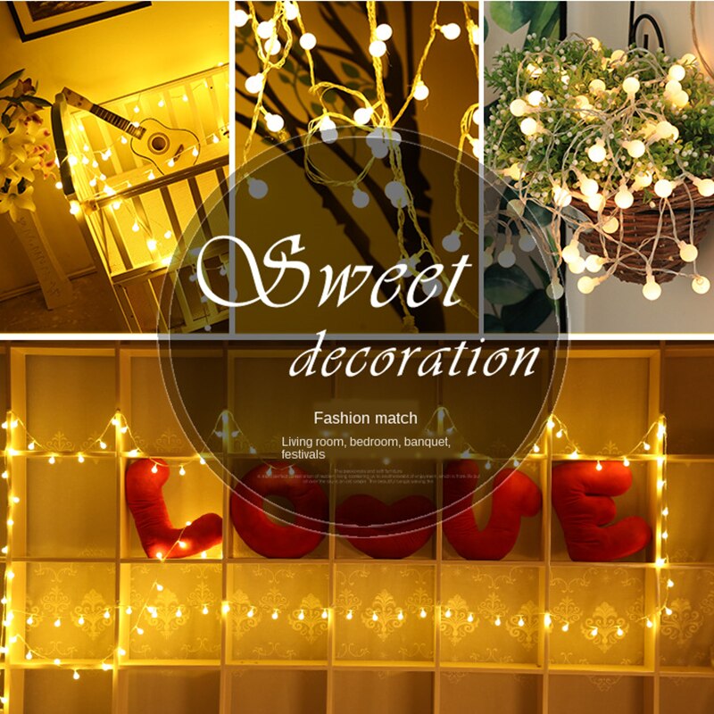 10/20/40 Led Ball String Lights Battery Operated Garland Fairy Lights Christmas Lights Decoration Garland Street Lamp Year