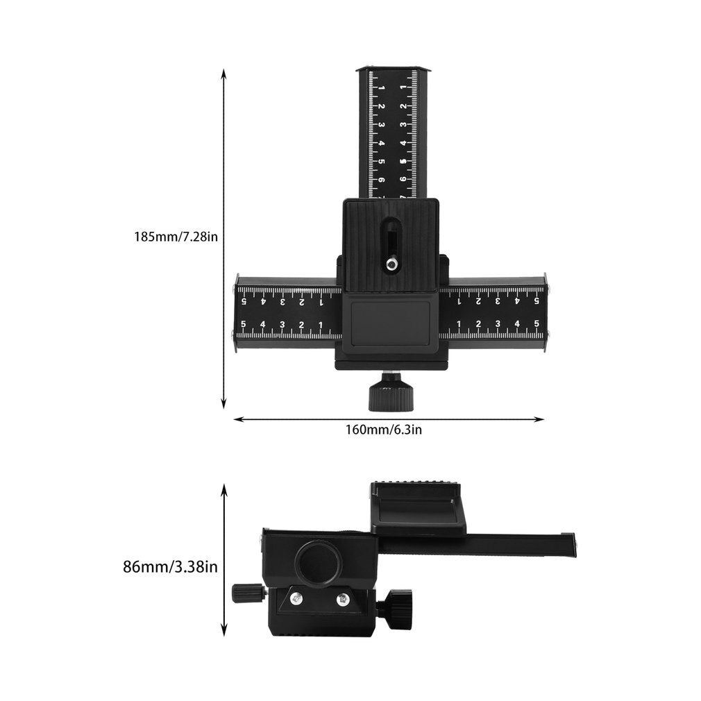 Pro 4 Way Magnesium Alloy Macro-Focusing Rail Slider Close-up Shooting Photography Tripod Head for DSLR Camera