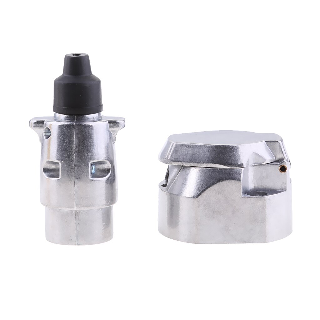 7 Pin Metal Trailer Plug &amp; Socket Caravan Towbar Wiring Towing Electrics