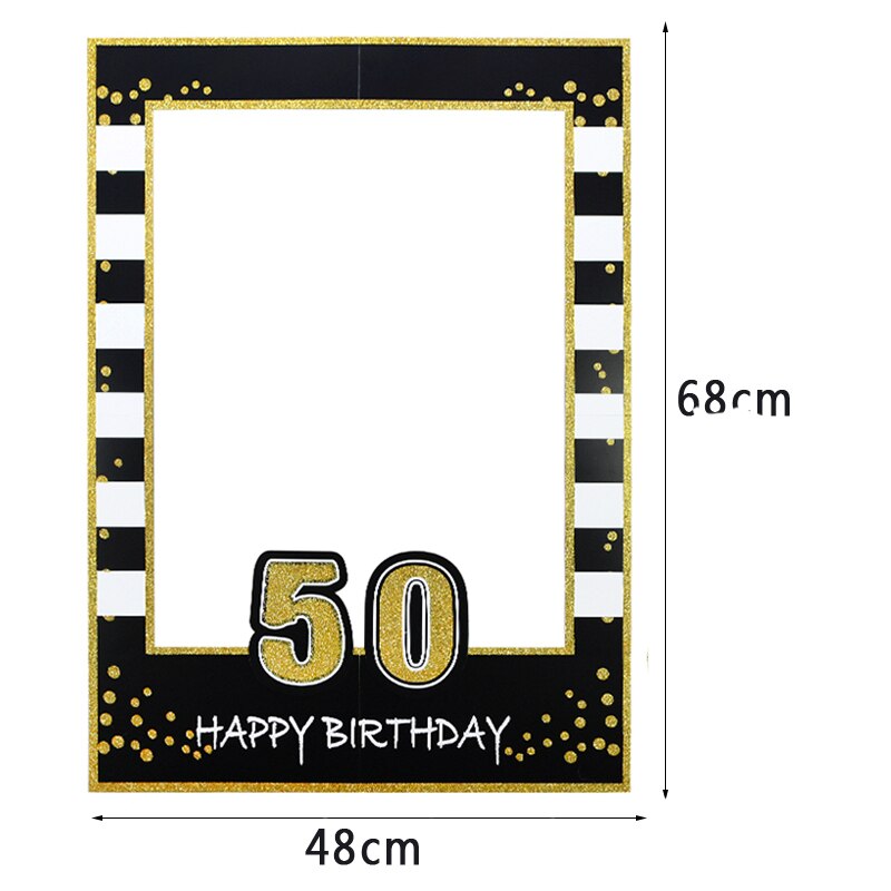 1/18/30/40/50/60th 21st Frame Photo Booth Props Happy Birthday Wedding Favors DIY Anniversary Party Decoration Photobooth 1Pcs: B04-1pcs