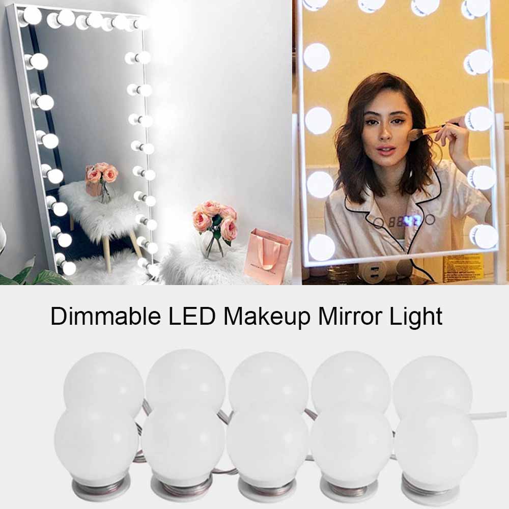 3 Kleuren Led Make-Up Spiegel Licht Dimmen Beauty Volledige Backlit Spiegel Usb Licht 2/4/6/8/10/12 Bollen Hollywood Make Up Lamp