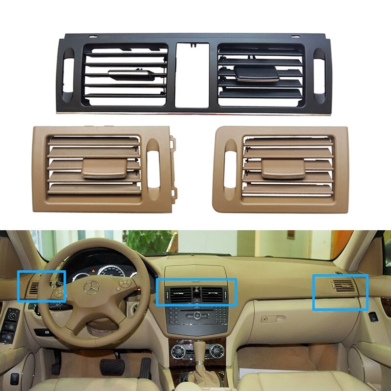 Lhd rhd centralsidan luftkonditionering ac vent galler för mercedes benz  w204 c class  c180 c200 220 230 260 c300 350 2007