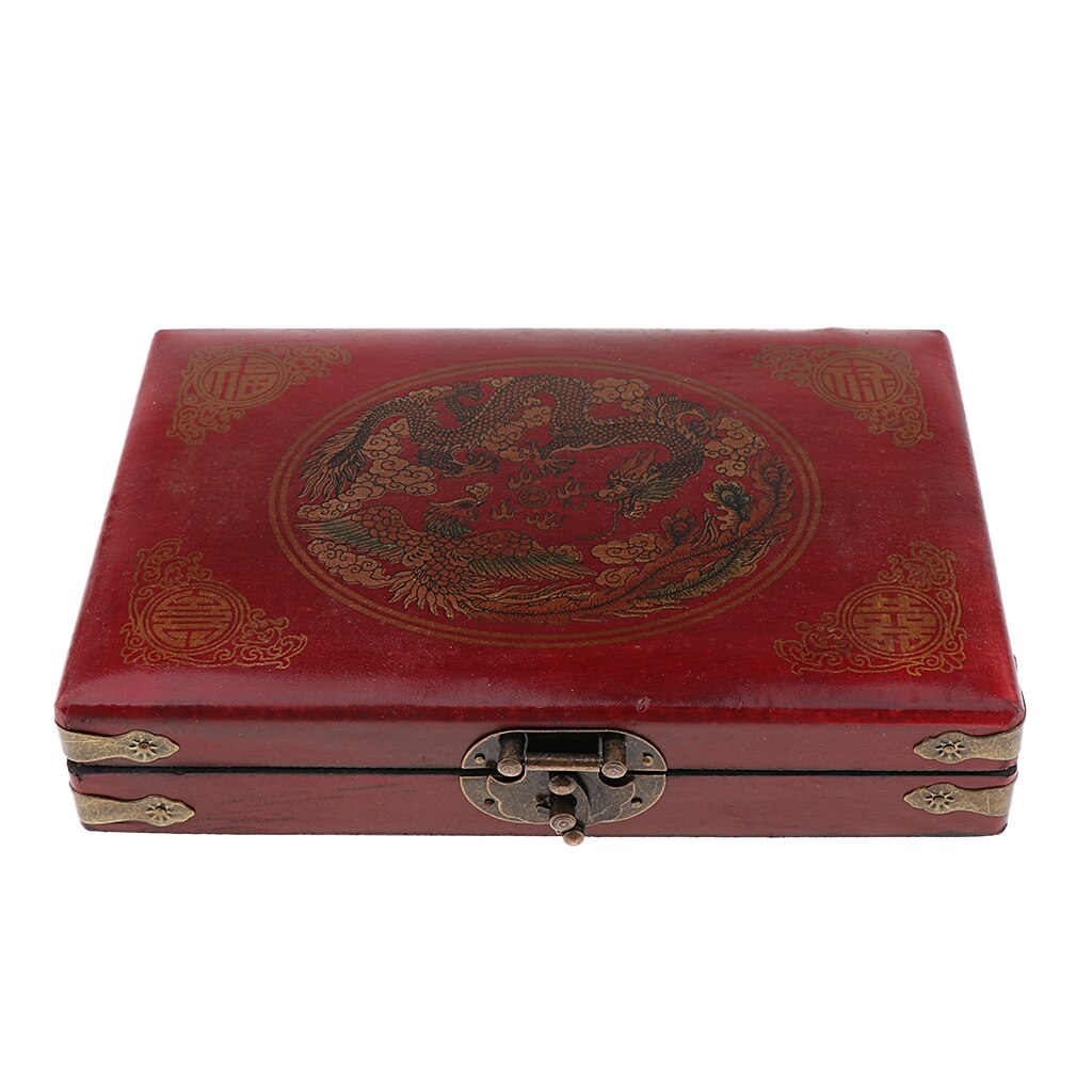 Small Szie Traditional Chinese Version Mahjong Game Set - 144 Fiberboard Tiles & Instruction in Wooden Storage Box