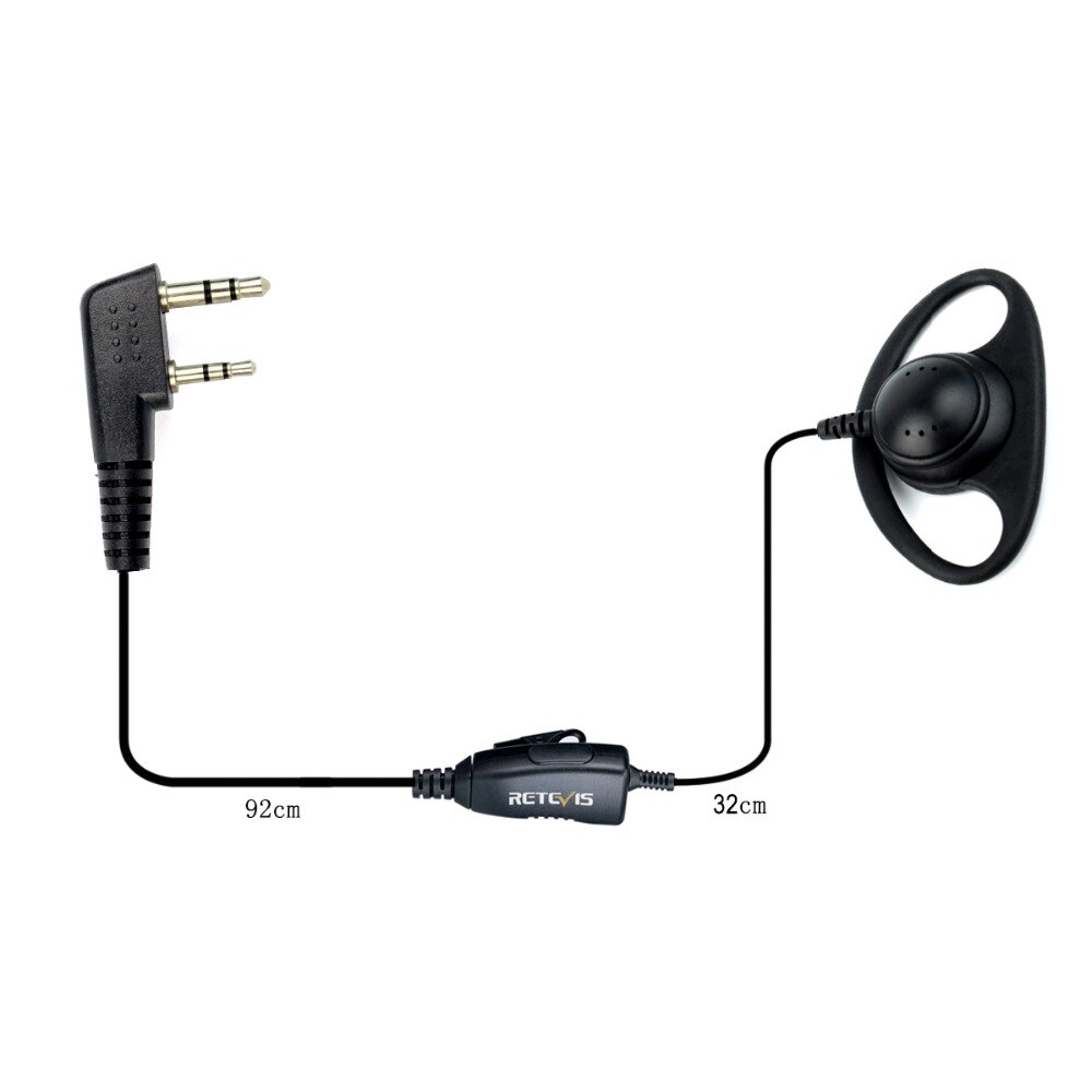 Forma D suave auricular de gancho 2Pin PTT Mic auricular para Kenwood para Baofeng UV-5R 888S Retevis H777 RT5 RT5R para TYT para Puxing