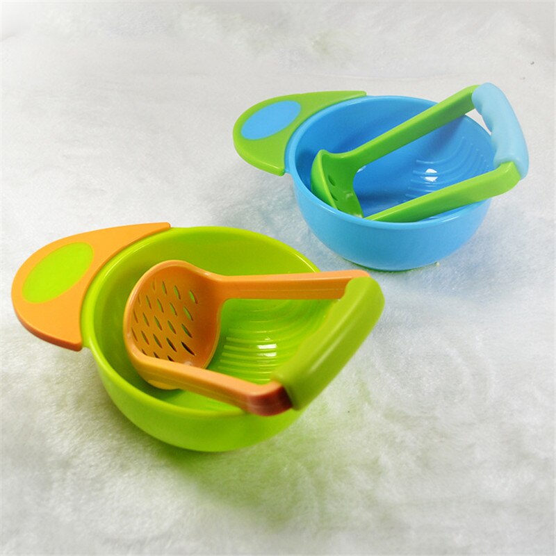 Babymad håndlavet slibeskål frugt / grøntsager maskerskål baby madkværn barn, der holder fin slibestangskål til baby