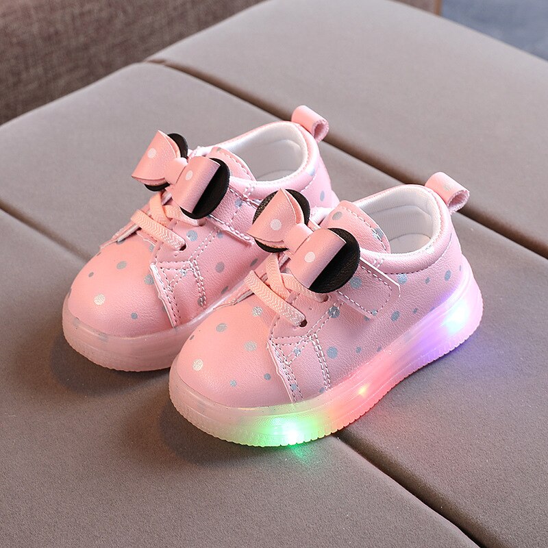 Kinderen Gloeiende Sneakers Kinderen Schoenen Mode Lente Herfst Meisjes Schoenen Met Led Licht Bowtie Jongens Sneakers 1 2 3 4 5 6 Jaar Oud: pink / 30 (Insole 18cm)