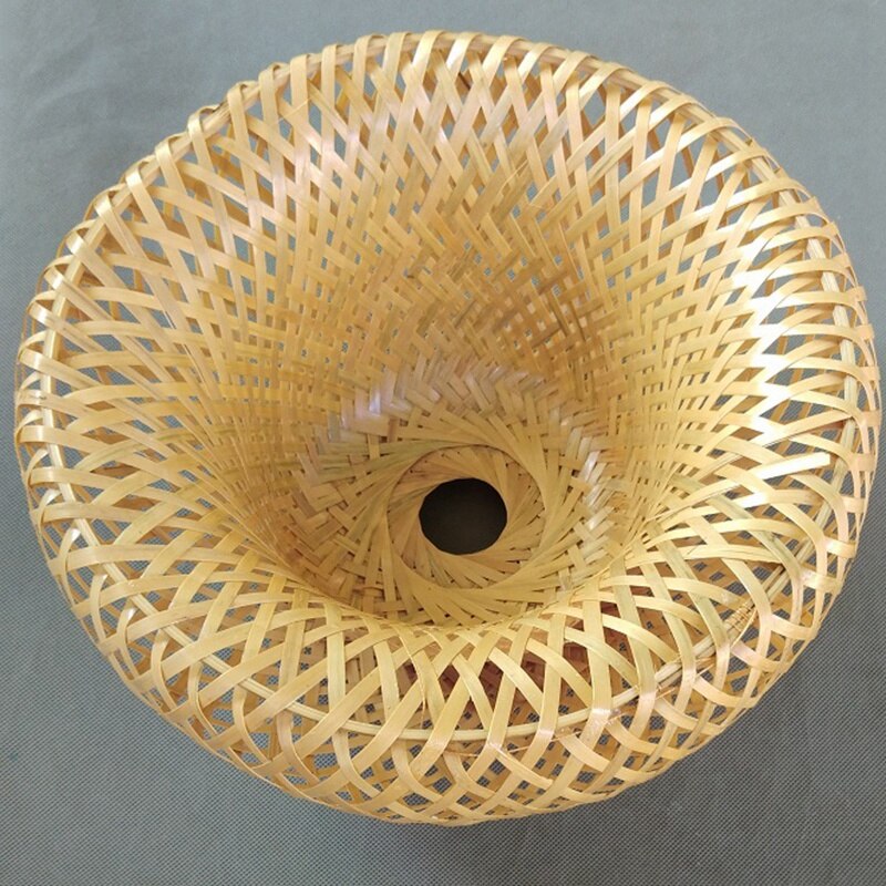 Bambou osier rotin abat-jour tissé à la main Double couche bambou dôme abat-jour asiatique rustique japonais lampe