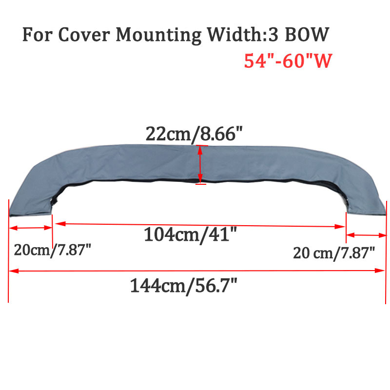 600D 3 Bow Bimini Top Boot Cover No Frame Waterproof Yacht Boat Cover With Zipper Anti UV Dustproof Cover Marine Accessories: Ivory