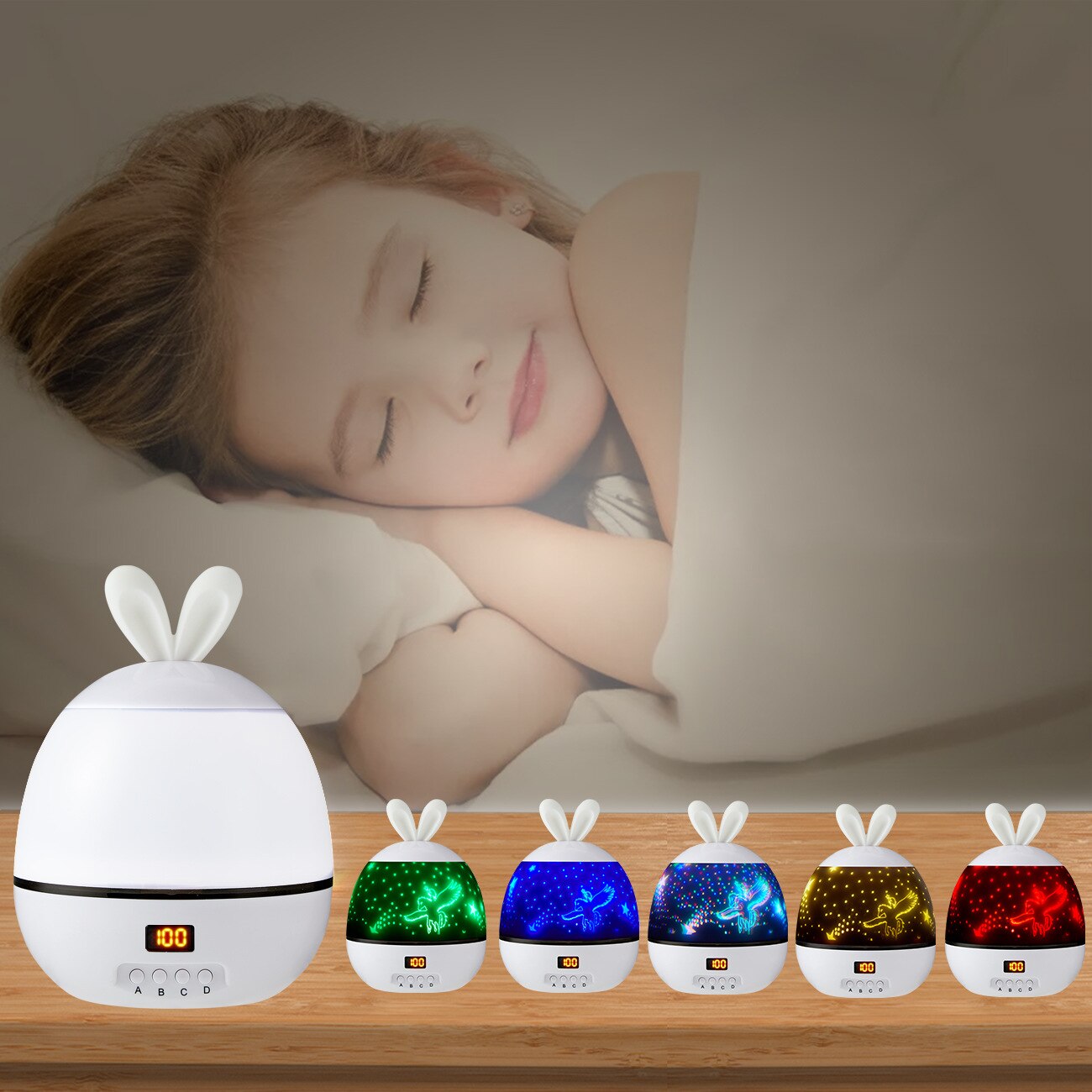 Veilleuse LED projecteur lampe ciel étoilé 360 Angle rotation LED nuit lampe projecteur lumière pour enfants bébé