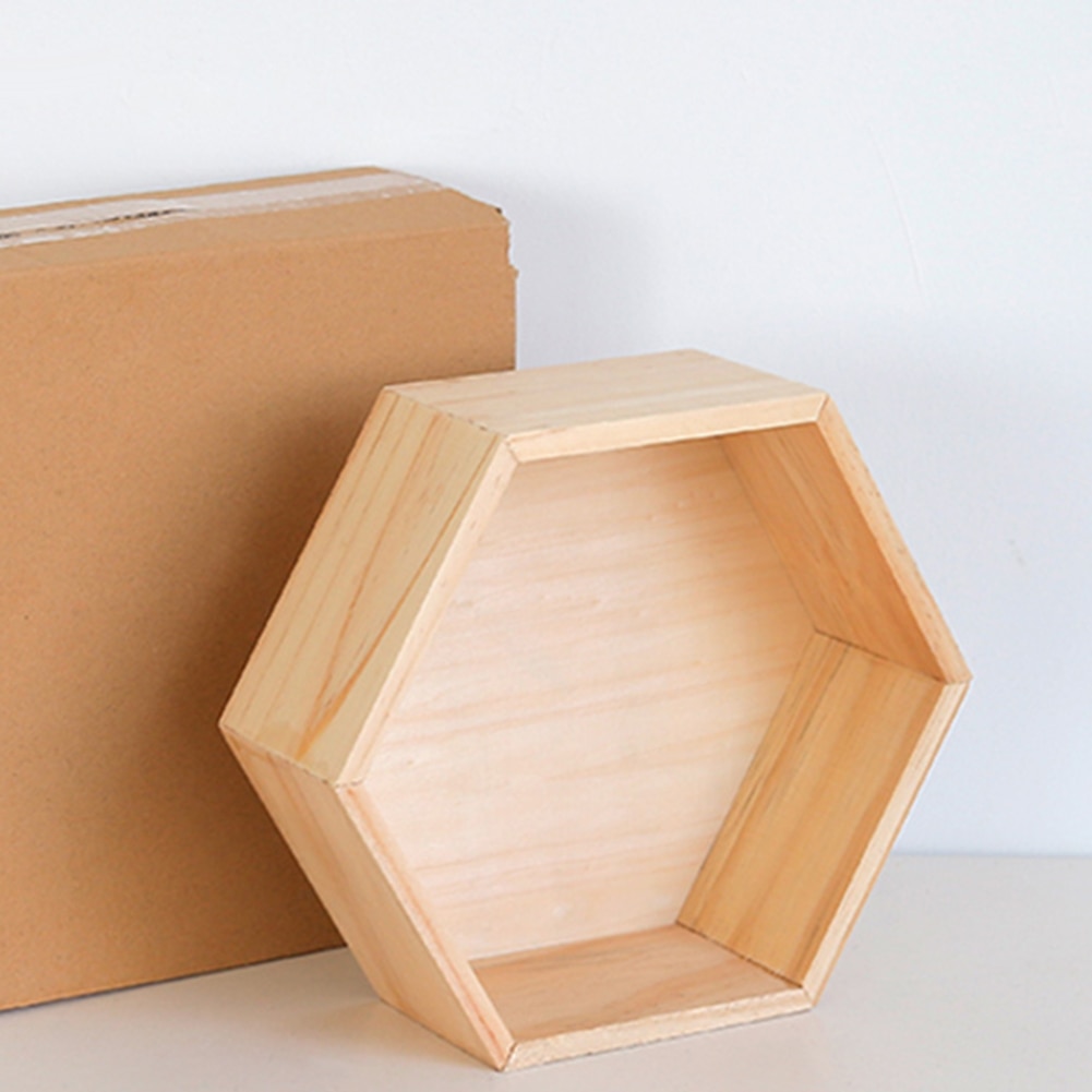 Décor mural pour bureau et maison | Style nordique, cadre Hexagonal en bois, pour livres jouets, étagère de rangement, pour décoration de maison, chambre d'enfant