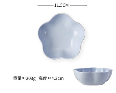 Céramique en forme de fleur profonde multicolore | Plat, soupe au riz, assiette à spaghetti, bol de collation aux fruits, assiettes à salade, fournitures de table pf9064: blue-S