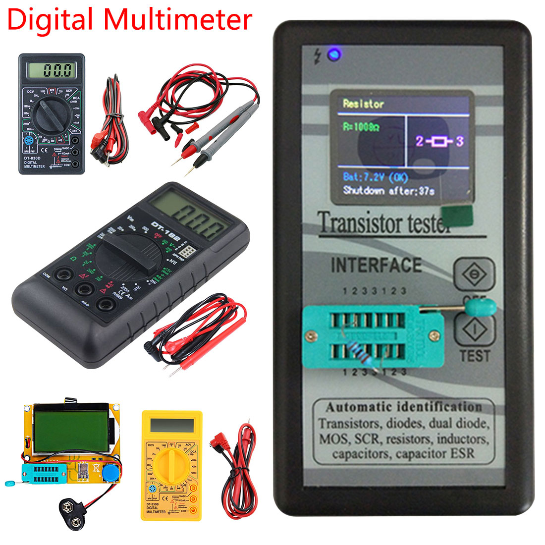 Tft-kleurendisplay Multifunctionele Transistor Tester Diode Thyristor Capaciteit Weerstand Inductie Mosfet Esr Lcr Meter