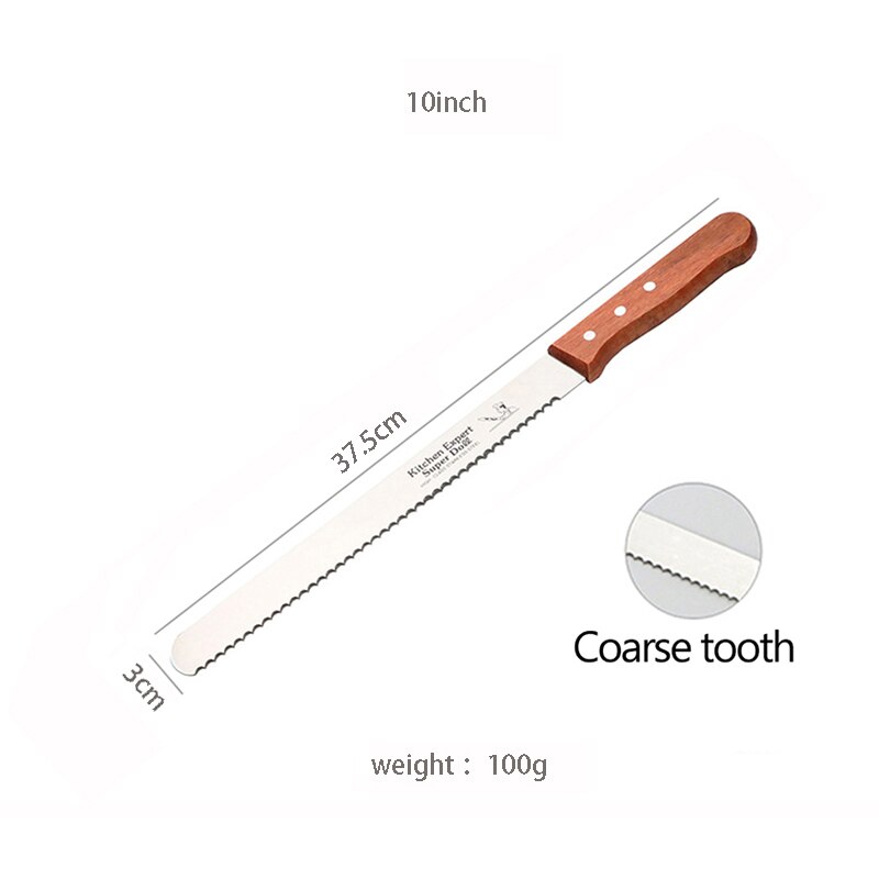 10/12Inch Stainless Steel Bread Knife Serrated Knife Wooden Handle Fruit Knife Bread Slicer Cake Knife Slicing Cookie Cutter: C06