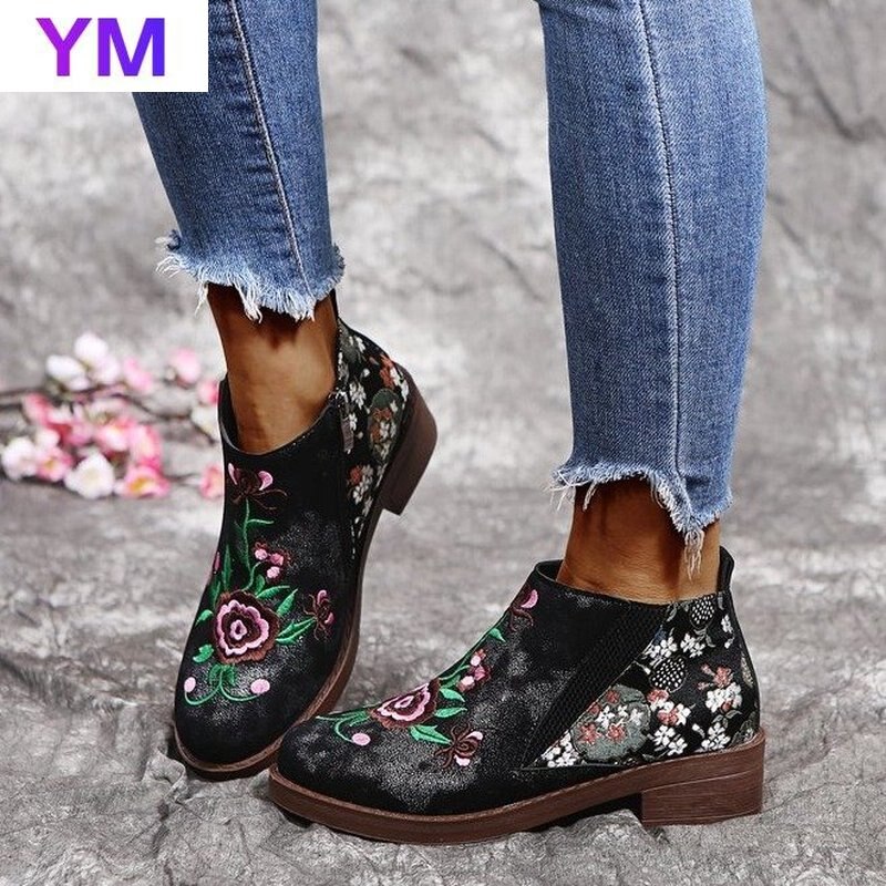 retro Frauen PU Leder Stiefeletten Frau Jahrgang – Grandado