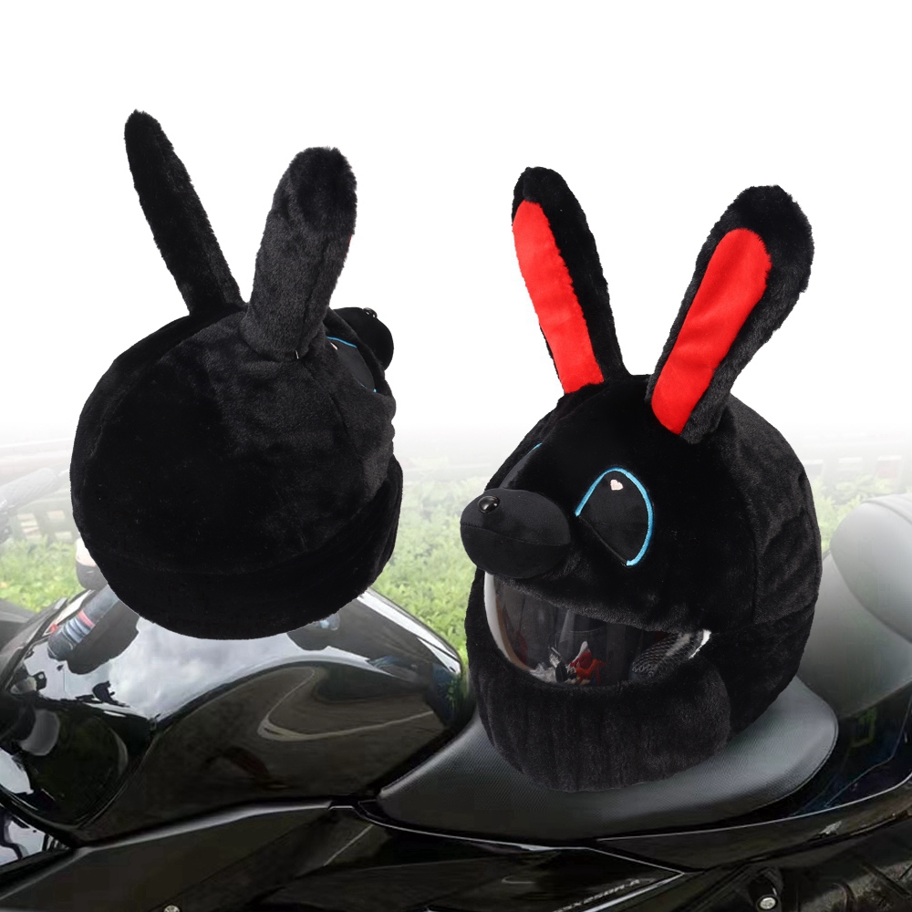 Helm Bescherming Hoofddeksels Hoes Cartoon Pluizig Pluche Set Voor Motorfiets Full-Face Beschermhoes Motorfiets Veiligheid Trendy: Black