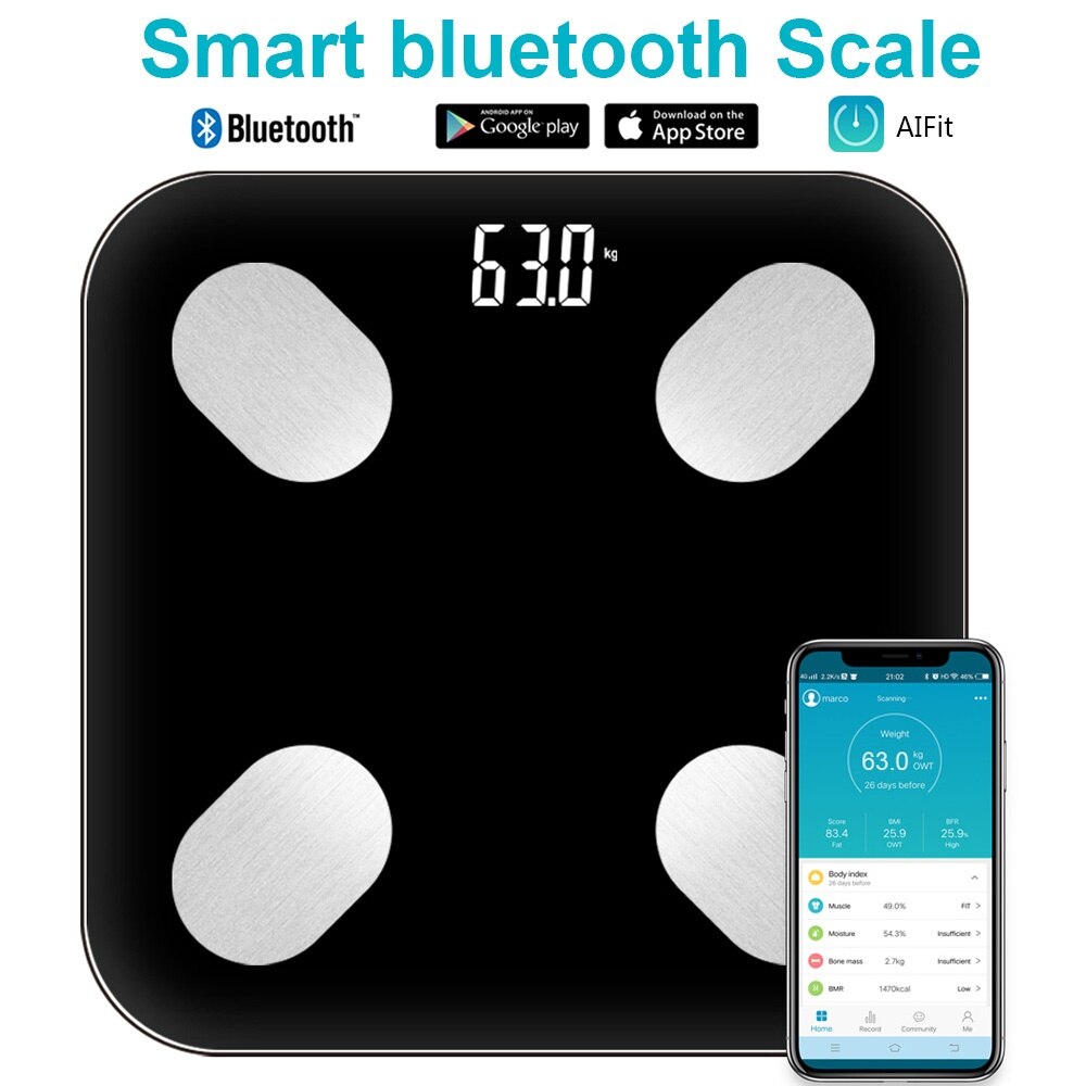 Smart Body Fat Scales Bluetooth 18 Functions Bathroom Weight Scales Floor Digital Electronic Mini Weighing Composition Analyzer