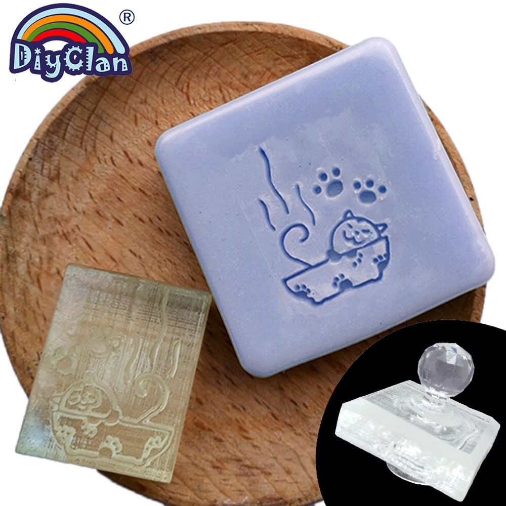 Håndlavet sæbe stempel form mini diy fisse spa mønstre organisk glas sæbe fremstilling akryl kapitel  z0033xz: Stempel med håndtag