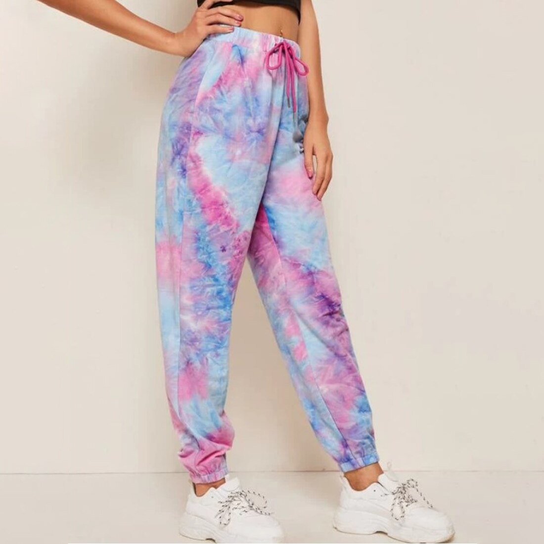 Tie Dye Streetwear Cargo Broek Vrouwen Preppy Stijl Meisje Outfits Hoge Waisted Straight Jogger Broek Gothic