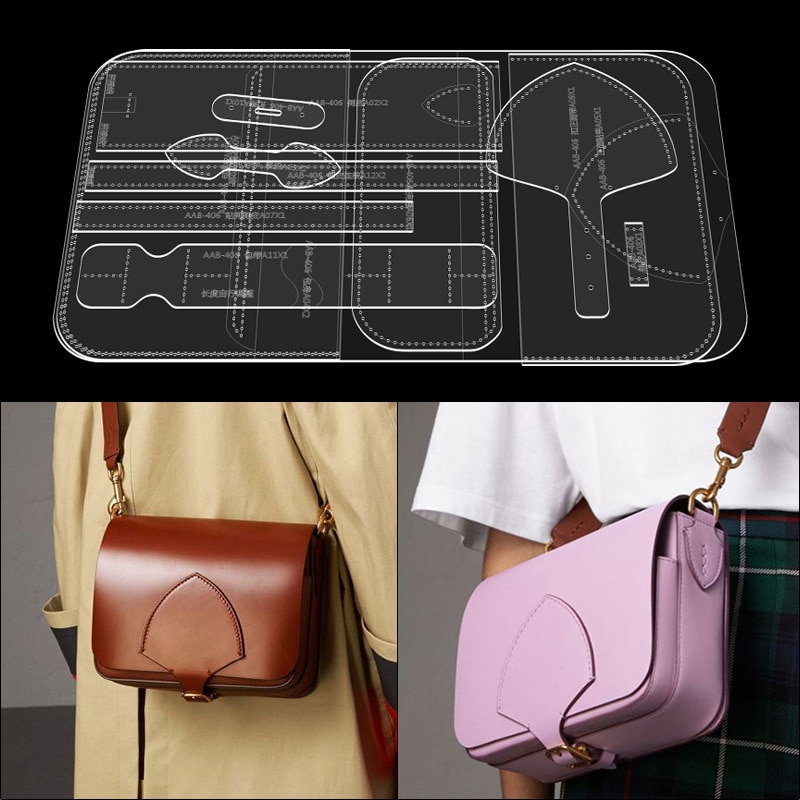 Lederwaren diy handgemaakte leren kunst tas maken papier patroon schoudertas koerierstas acryl stans leer snijden