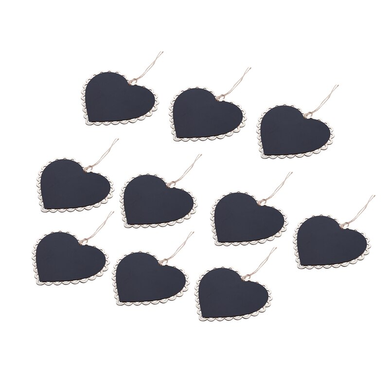 10 stykker mini hængende tavle træ / skifer tavle sort hængende træ skrivbar sletbar tavle i opslagstavlen woo