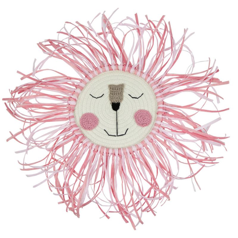 Animal tête mur ornement bébé fille chambre dessin animé Lion suspendus décorations coton fil tissage décor tenture murale jouets: 6