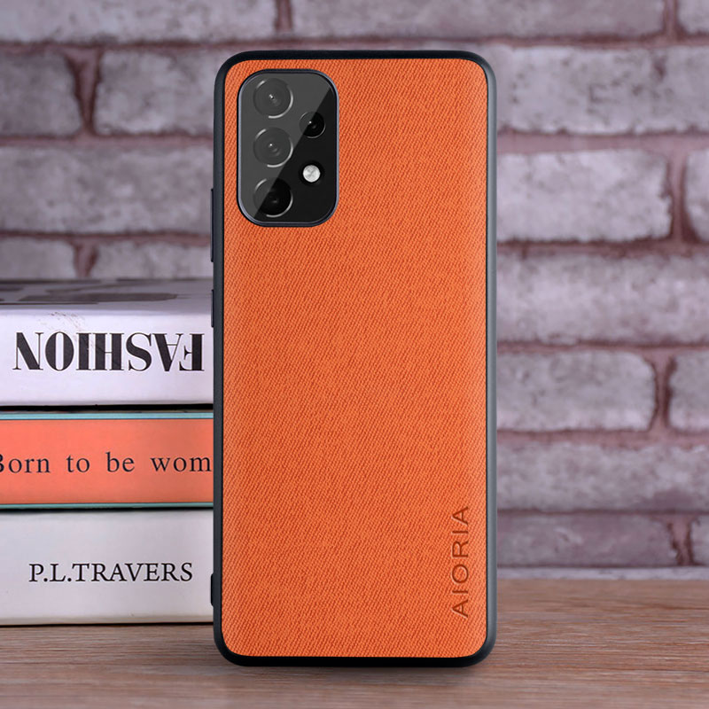 Case for Samsung Galaxy A53 A73 A33 A23 5G coque Luxury textile Leather skin soft phone cover for samsung galaxy a53 case funda: A73 / Orange