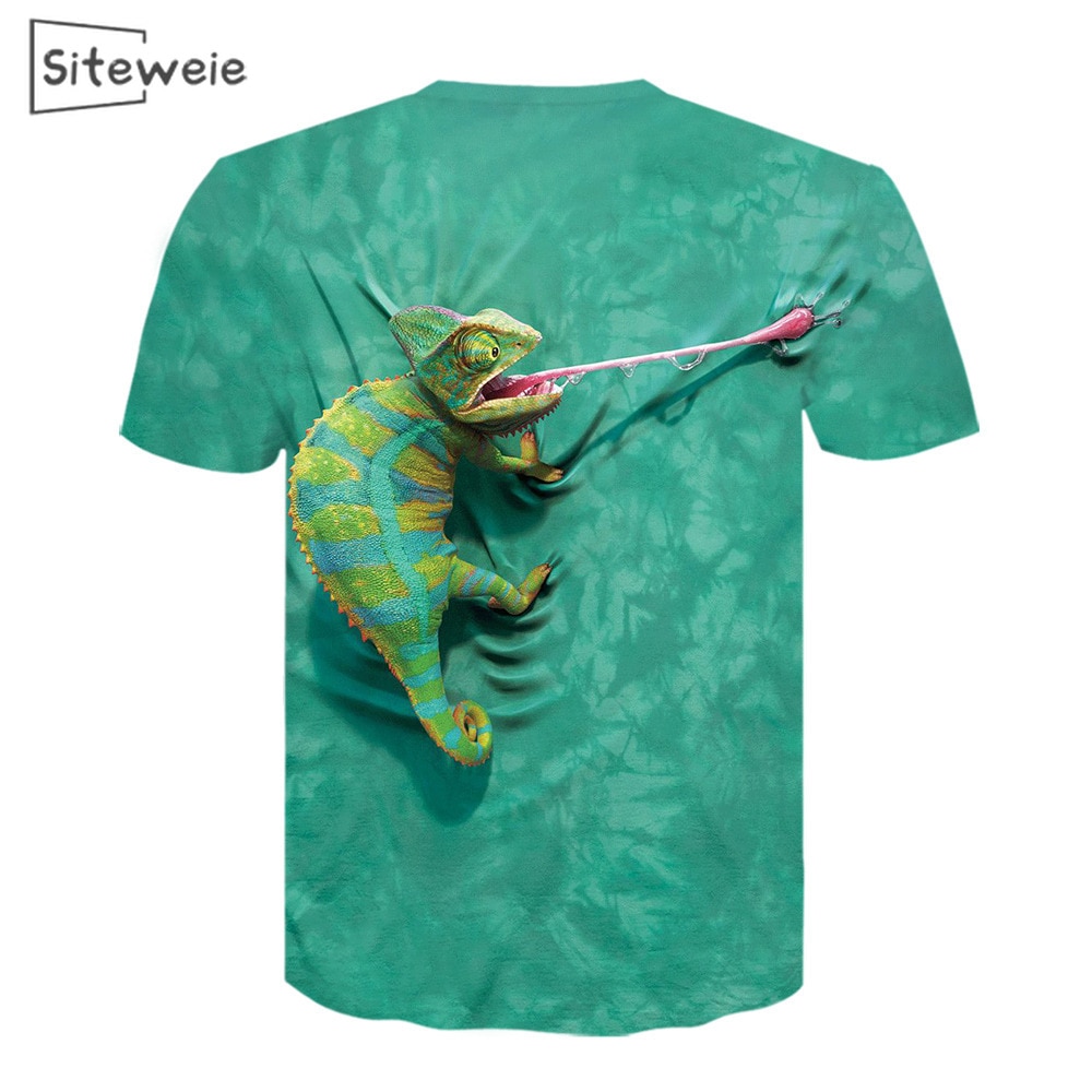 SITEWEIE Summer Animal 3D Printed Short-sleeved Lizard Men's T-shirt O-Neck Harajuku Men T Shirt T Tops L221