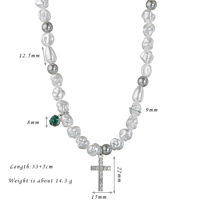 Sifisrri vintage cross bead collarbone necklace for women girls valentine's day stainless steel jewelry party accessories