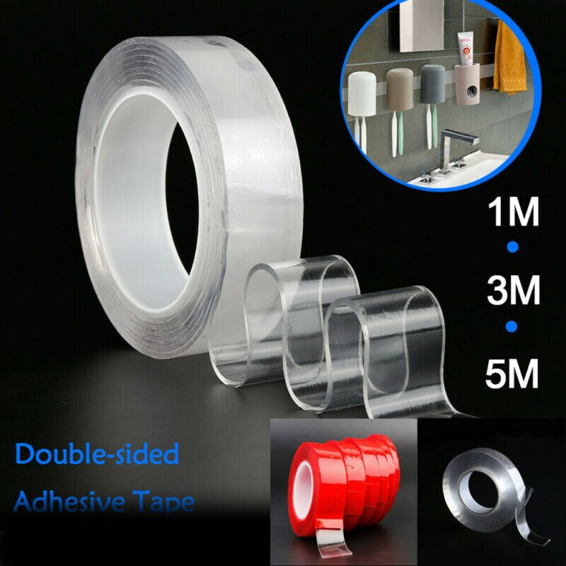 Dubbelzijdige Tape Traceless Wasbare Plakband Grip Nano Onzichtbare Rode Gel Tapes Transparante Magic Gel