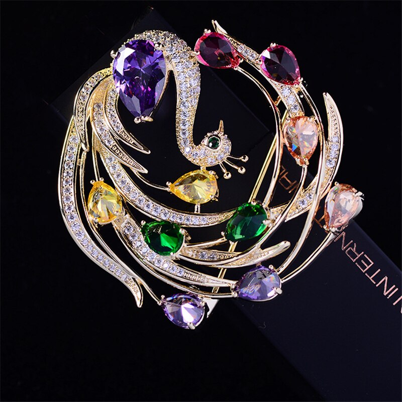 Vintage ▾ Fenice Spilla di Strass Spille Distintivo Bella Colorato di Cristallo di Zircon Spille per Le Donne Spille s Regalo Di Natale Broche Femme