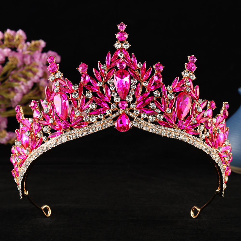 Tiara de cristal de gota de agua de Color dorado Vintage barroco para mujer, diadema, boda, niñas, de cumpleaños, corona , accesorios para el cabello: Color amarillo dorado claro