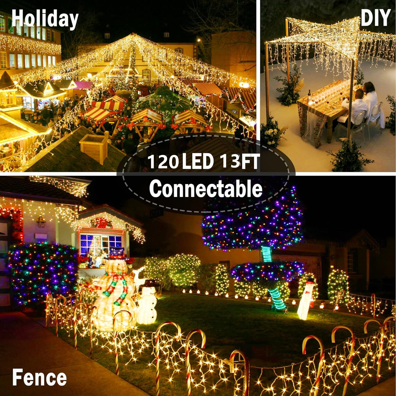 Christmas Festoon Led Icicle Curtain Lights Outdoor 4M(W)*0.6M(H) White Flash Fairy String Light Clear Wire Year Decorations