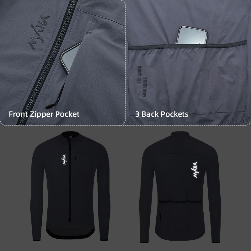 YKYWBIKE Men's Cycling Jacket 10-20°C Waterproof Windproof Bicycle Windbreaker Warmth Fleece Road Bike Jacket Cycling Clothing
