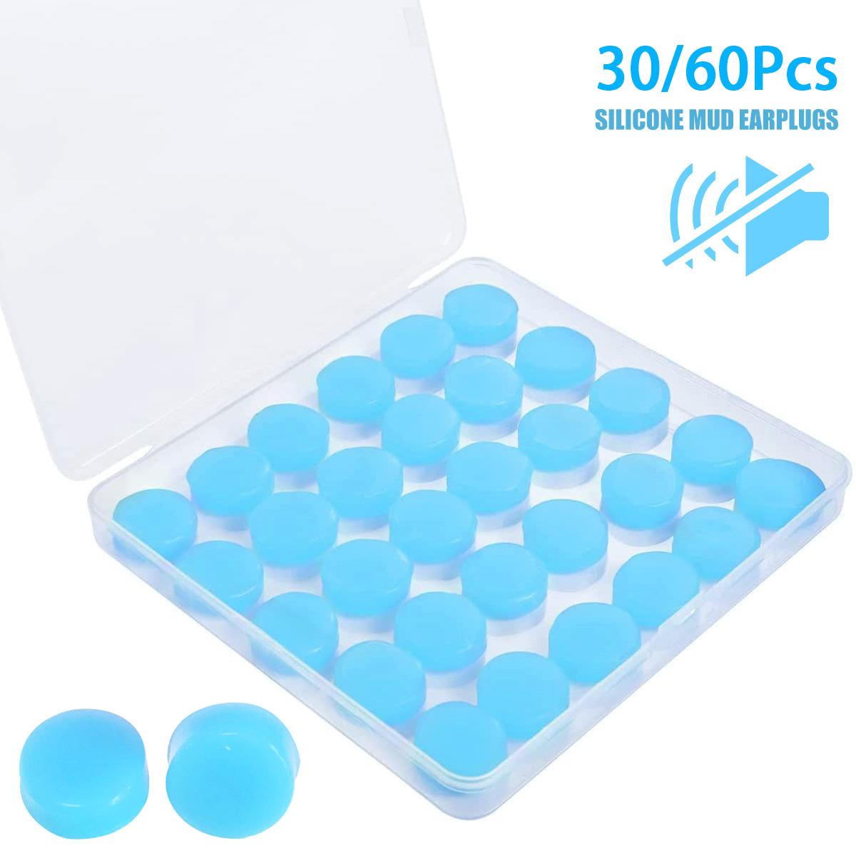Bouchons d'oreille en Silicone réutilisables, 30/60 pièces, pour dormir, nager, voyage, travailler, étude, réduction du bruit, bouchon d'oreille Flexible