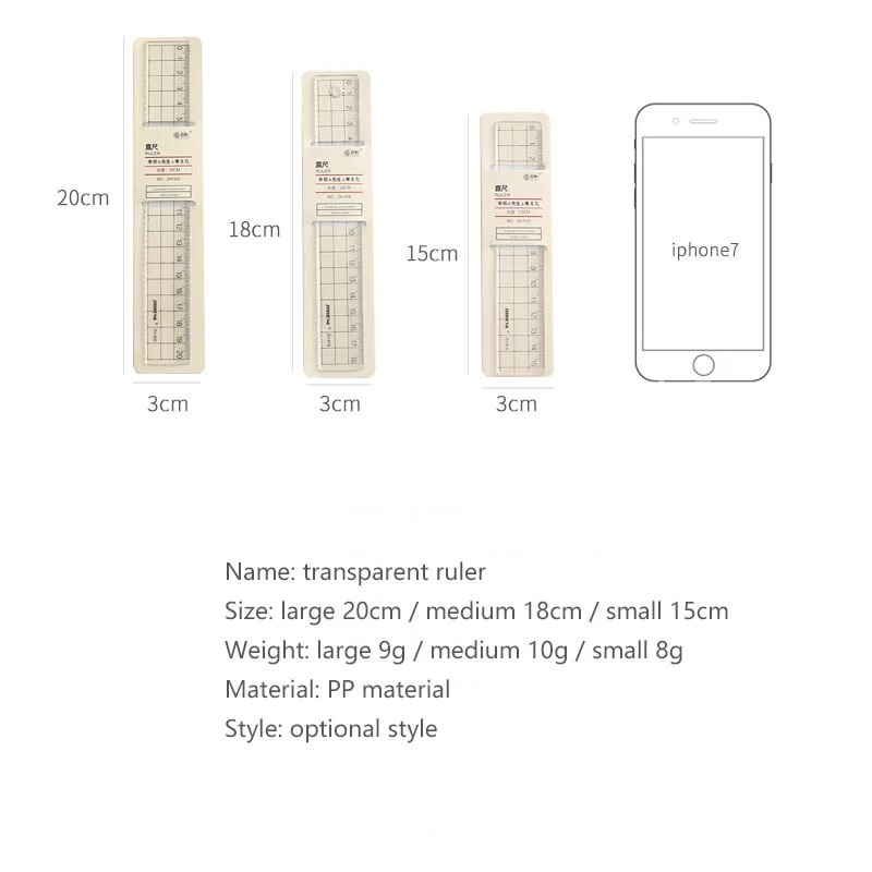 1pcs ruler 15cm 18cm 20cm Transparent Simple ruler square ruler cute stationery drawing supplies