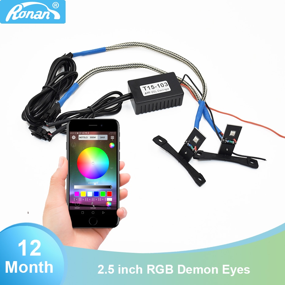 Car Styling RGB APP Devil Eyes Demon Evil Eye DRL LED Module for Headlight Projector Lens Retrofit Red Blue Yellow White Green