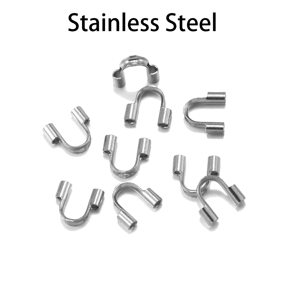 30Pcs/Lot Metal Stainless Steel Wire Protectors Wire Guard Protectors Loops U Shape Clasps Connector for Jewelry Making Supplies