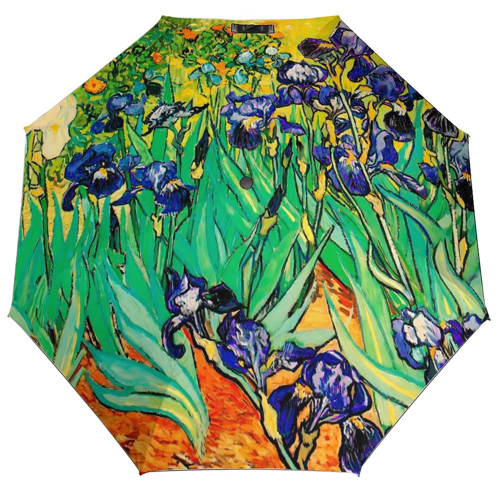 Vincent Van Gogh Paraguas automático de 3 pliegues Café Terraza por la noche Paraguas ligero Sol y lluvia Paraguas de abrigo negro para hombres y mujeres: Negro
