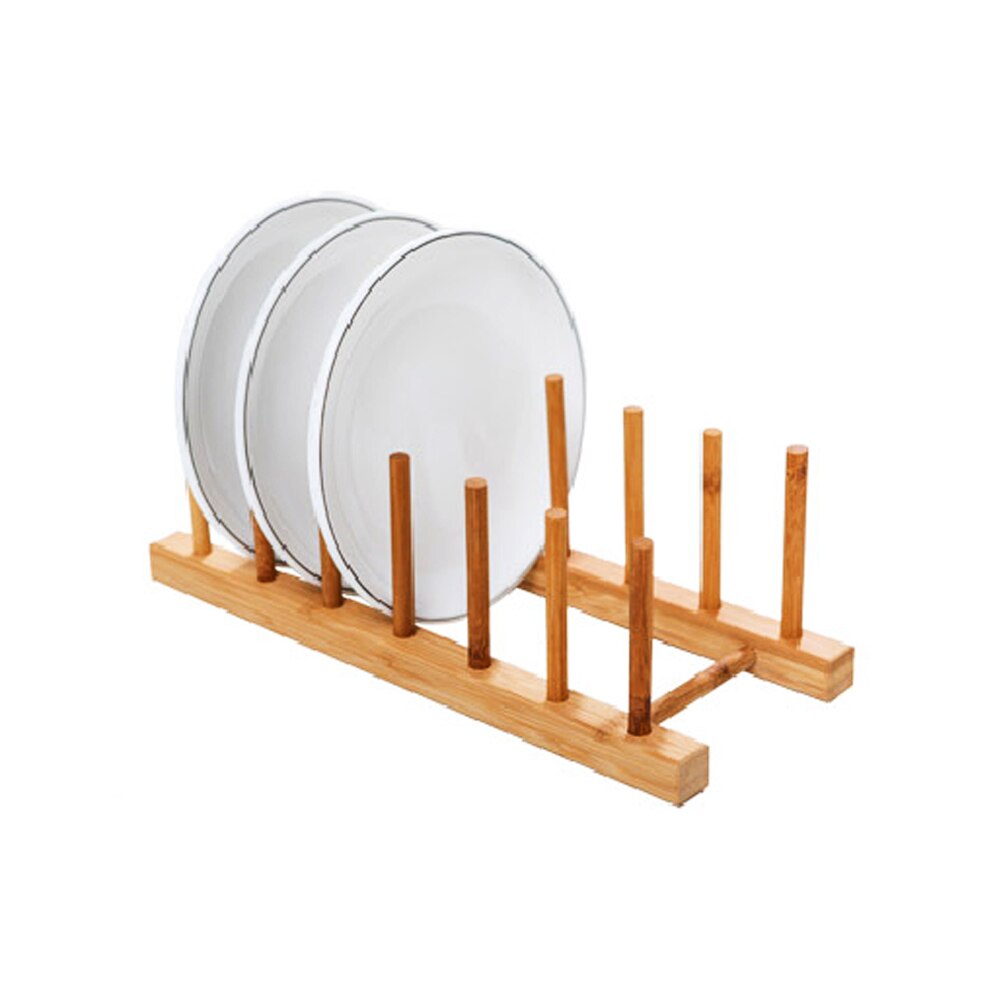 Kitchen Dish Drain Rack Dinnerware Storage Organizer Tray Plate Drying Shelf Wooden Book Cups Display Stand Drainer Holder