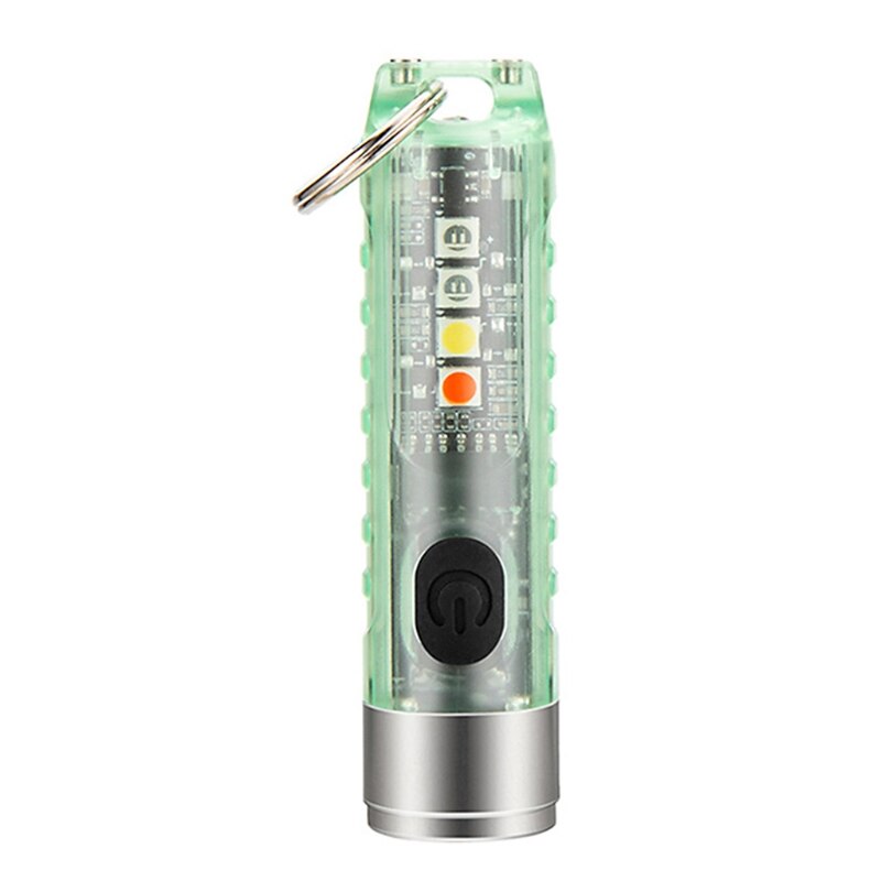 Powerful Mini LED Flashlight Keychain Bright Torch USB Rechargeable Pocket Light: GN