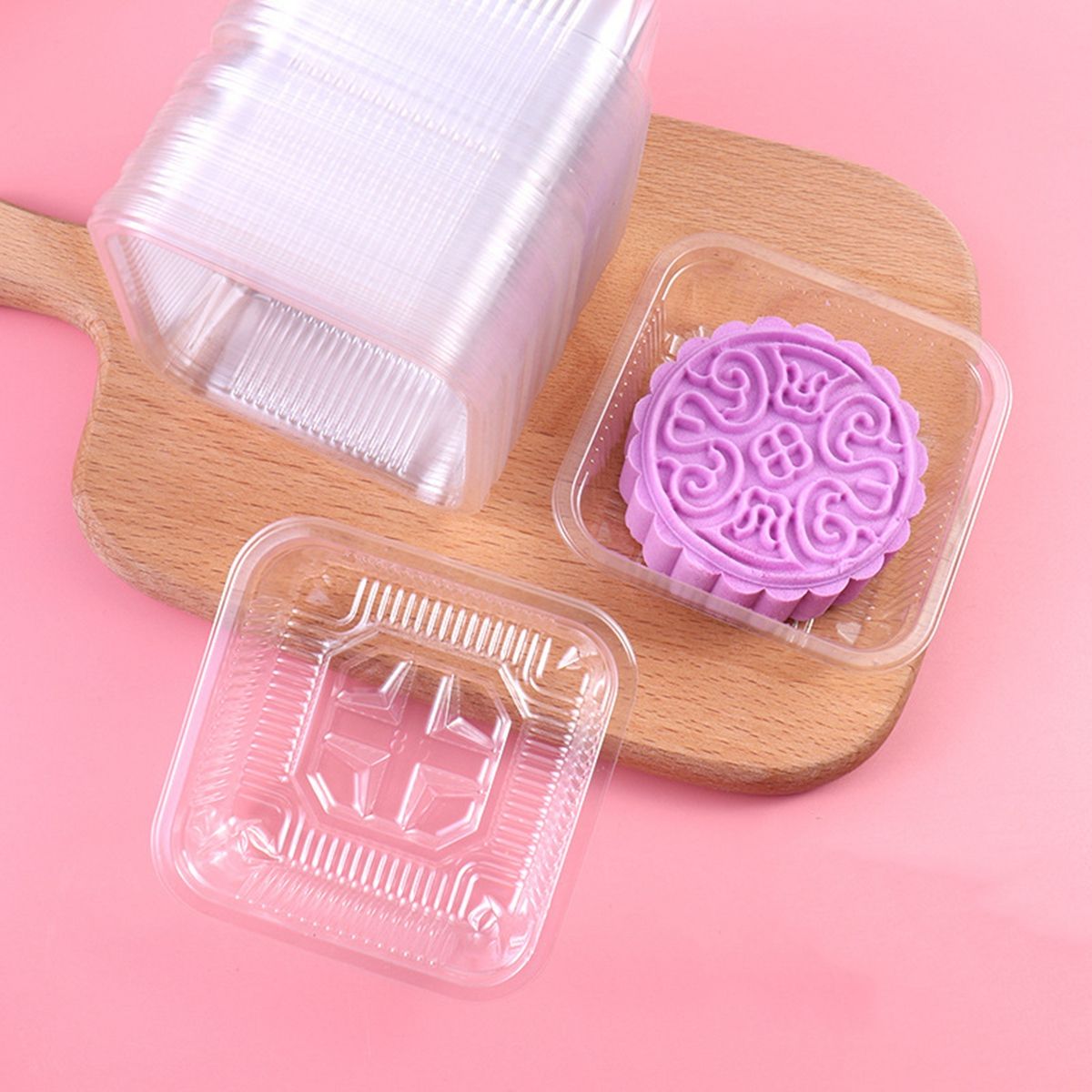 100Pcs Mooncake Plastic Binnenbak Eigeel Scherpe Cake Hold Plastic Verpakking: transparent L