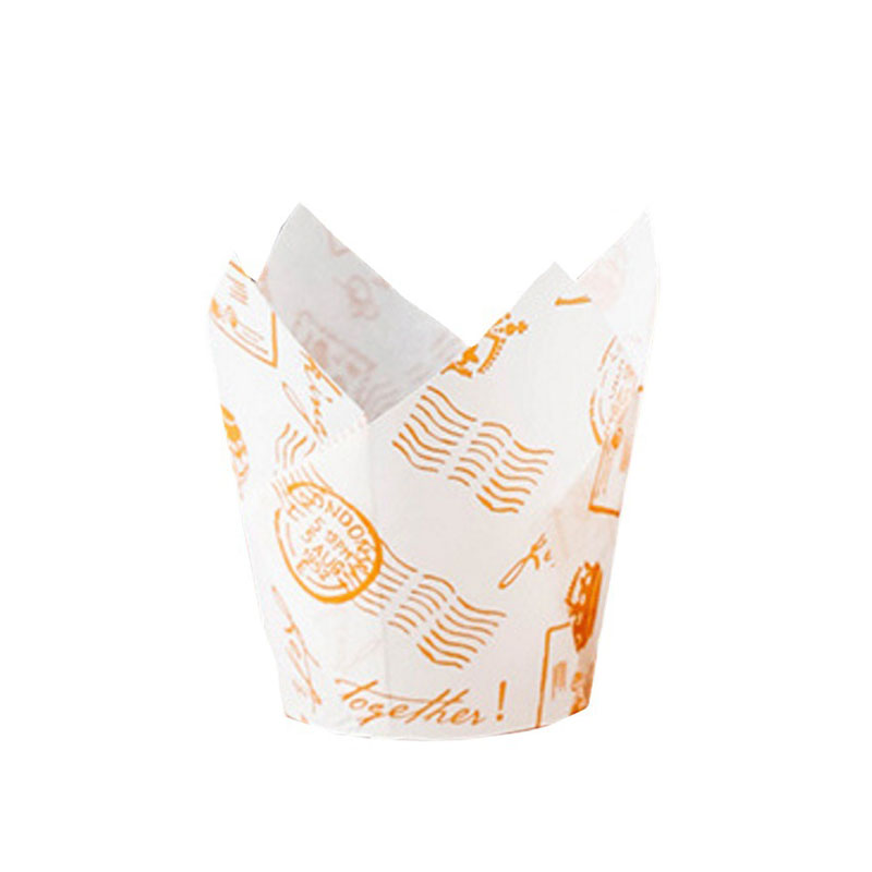 50 stk avisstil cupcake liner bagningskop til bryllupsfest caissettes tulipan muffin cupcake papir kop olietæt kageindpakning: Violet/紫罗兰