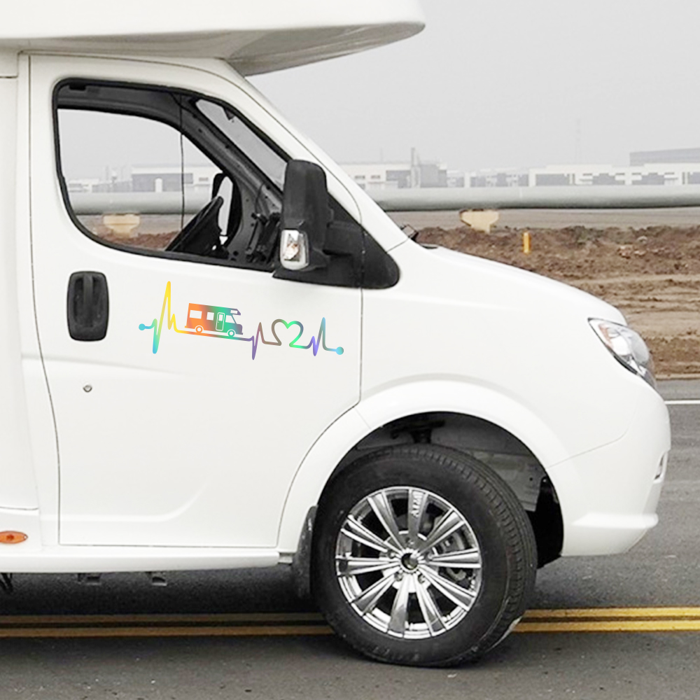 Pegatinas de vinilo de rayas para autocaravana, caja de caballos, caravana, RV, accesorios para coche, calcomanías gráficas de decoración de electrocardiograma