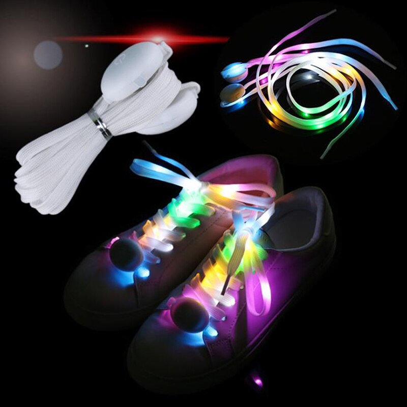 Geen Tie Lui Led Sport Veters 1 Paar Lichtgevende Schoenveters Glow Schoen Strings Ronde Flash Licht Schoenveters Batterijen Niet inbegrepen
